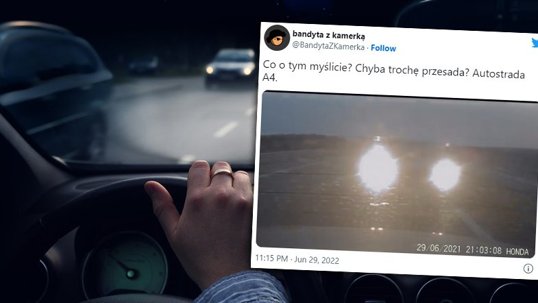 Kierowca podjeżdżający za blisko na autostradzie A4, fot. Twitter/Bandyta z Kamerką