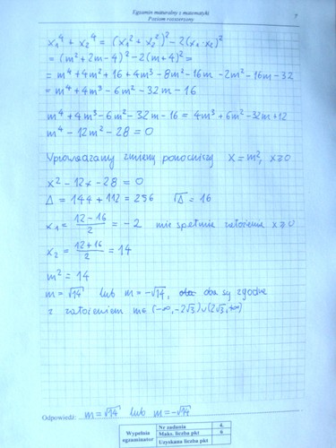 Matura z matematyki - poziom rozszerzony. Odpowiedzi