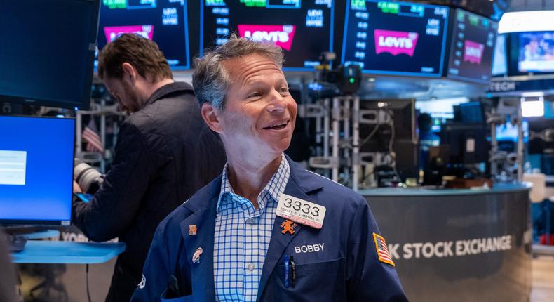 Traders work on the floor of the New York Stock Exchange.Spencer Platt/Getty Images