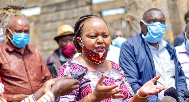 Kirinyaga Governor Anne Mumbi Waiguru inspecting a county project. 23 MCAs on June 9, 2020 voted to impeach her over gross misconduct and abuse of office