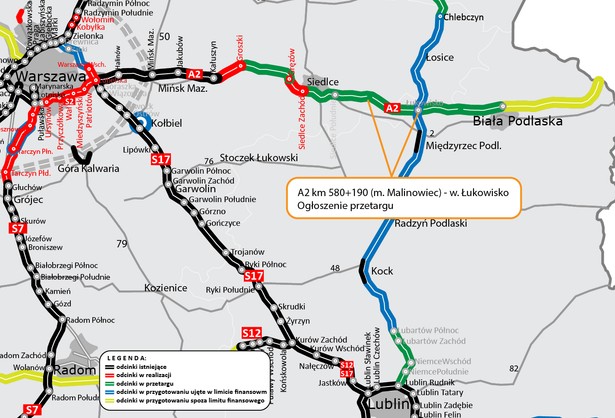 Autostrada A2 - km 580+190 m. Malinowiec - Łukowisko