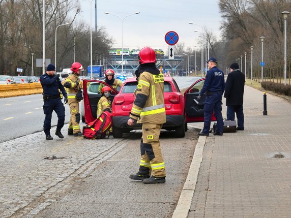 Śmigłowiec LPR na Wisłostradzie