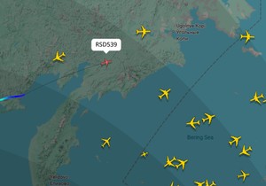 Putinov avion na putu za Aljasku