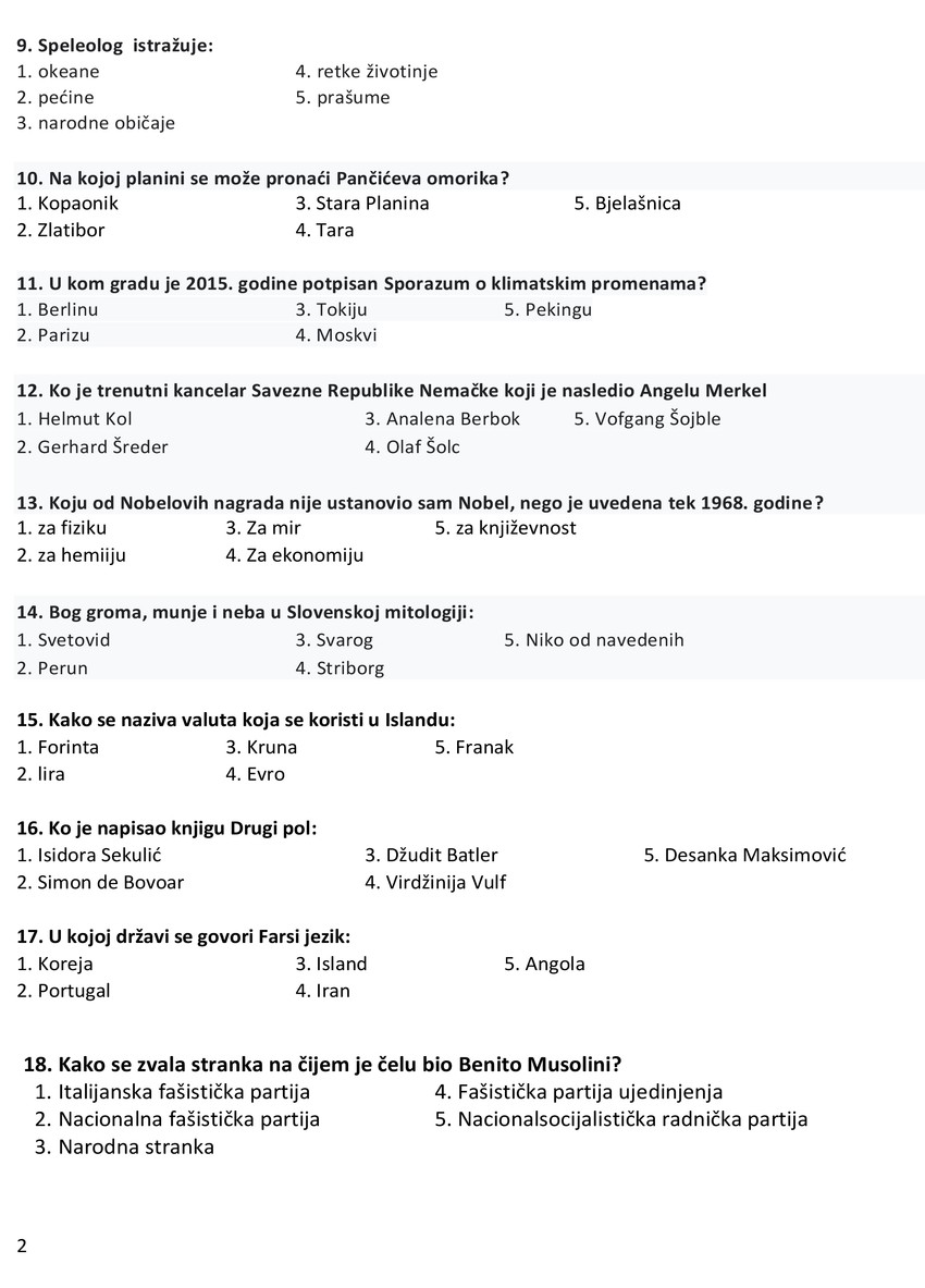 Test opšte informisanosti