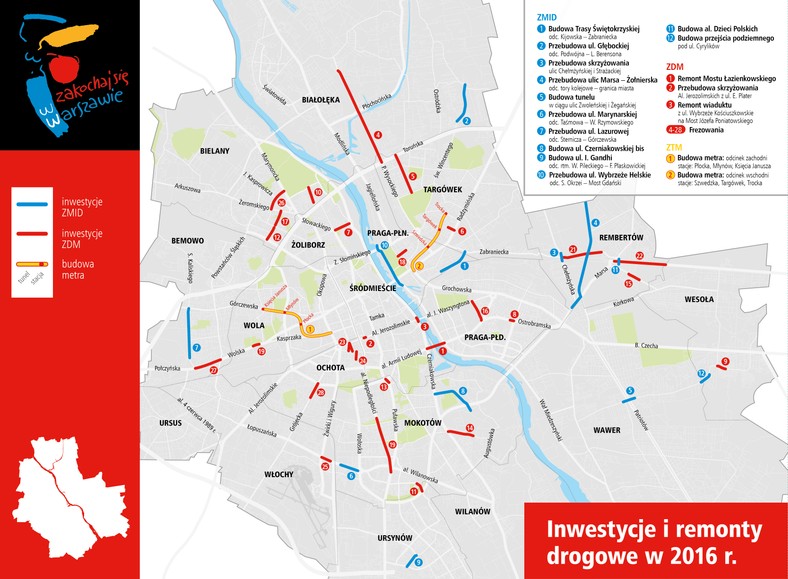 Planowane inwestycje i remonty drogowe w stolicy