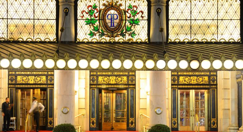 The front steps of the Plaza Hotel.