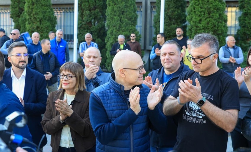 Miloš Vučević i Maja Gojković na protestu u Novom Sadu