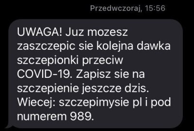 SMS od Ministerstwa Zdrowia