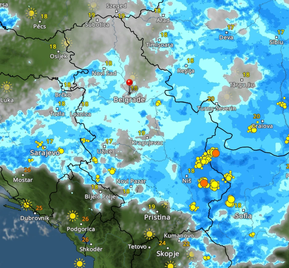Nevreme u 20h ne prolazi u Srbiji