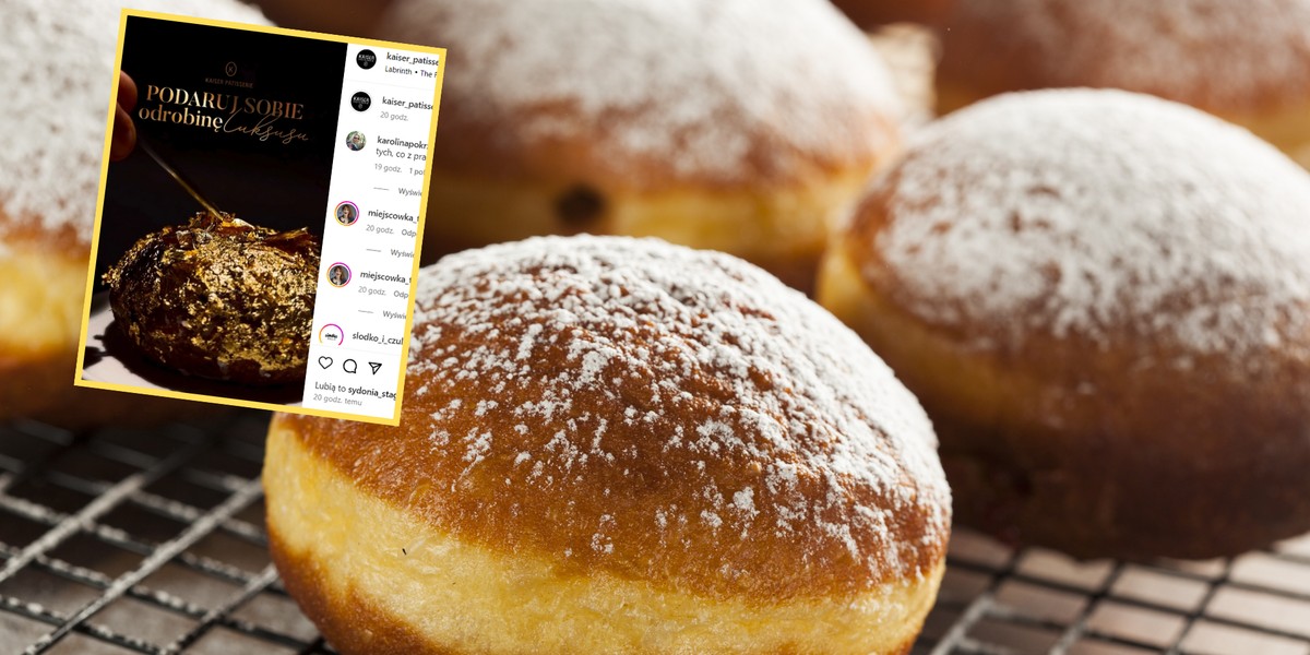 Najdroższy pączek w Polsce jest pokryty jadalnym złotem (screen: intagram.com/kaiser_patisserie)