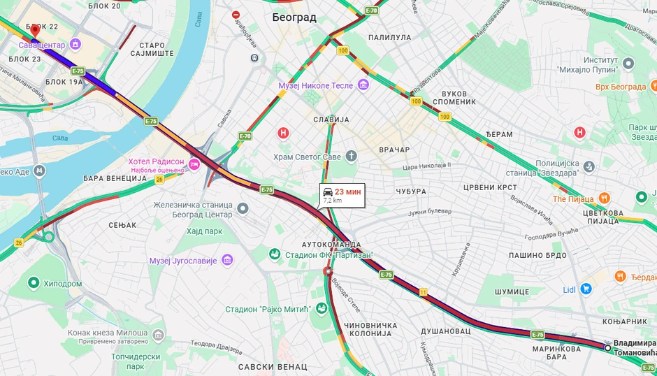 Moto-put kroz Beograd, jutros je za 7 km bilo potrebno oko 20 minuta 