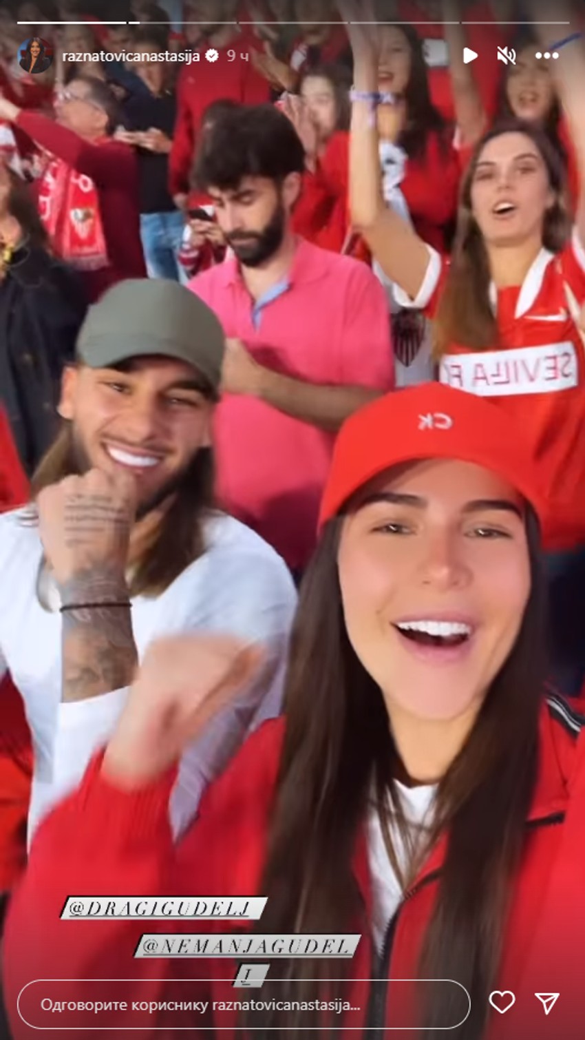 Anastasija Ražnatović i Dragi Gudelj na tribinama