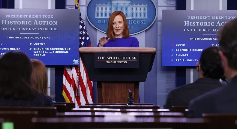 White House press secretary Jen Psaki holds her first briefing on Wednesday.