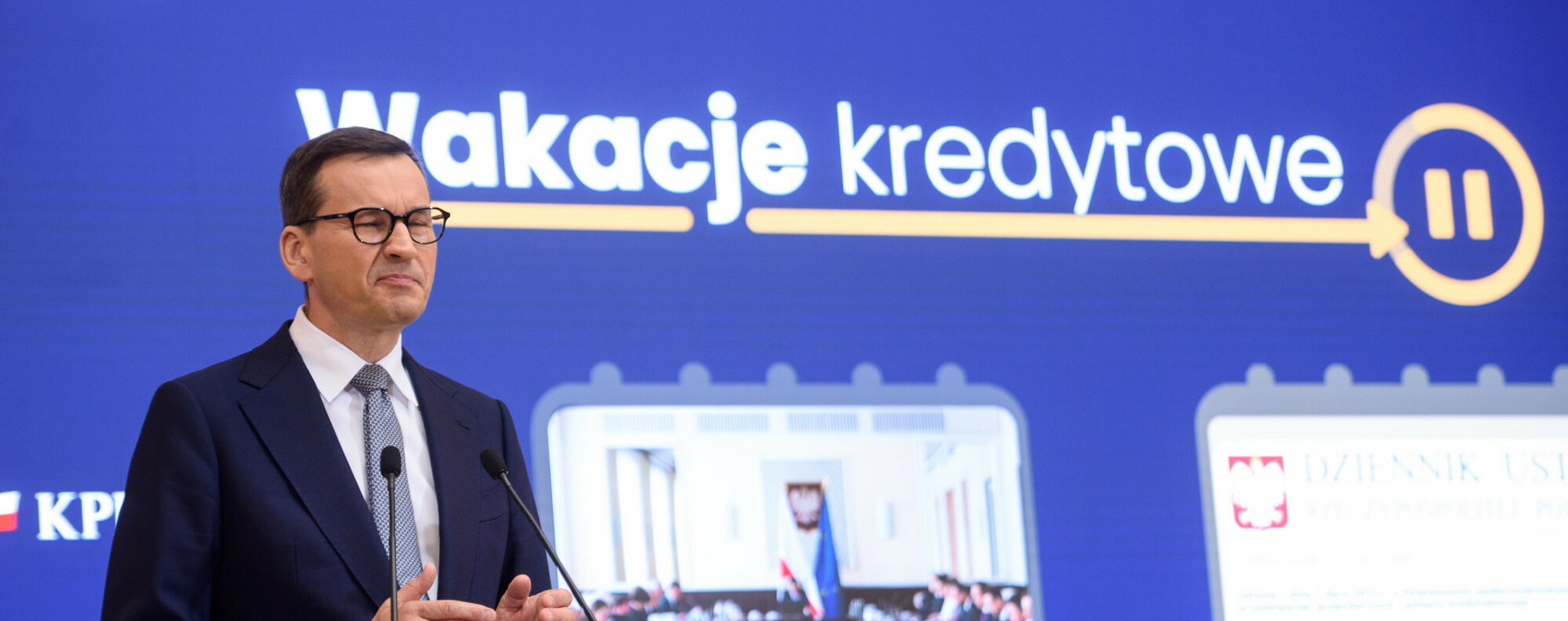 Premier Mateusz Morawiecki podczas konferencji poświęconej rozwiązaniom dla kredytobiorców.