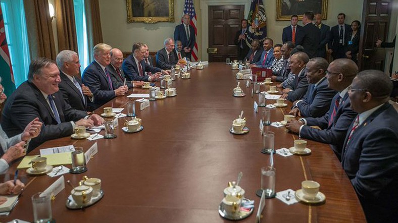 President Uhuru Kenyatta's delegation meet President Donald Trump and US business executives at White House Kenyans observed that none of them was taking notes 