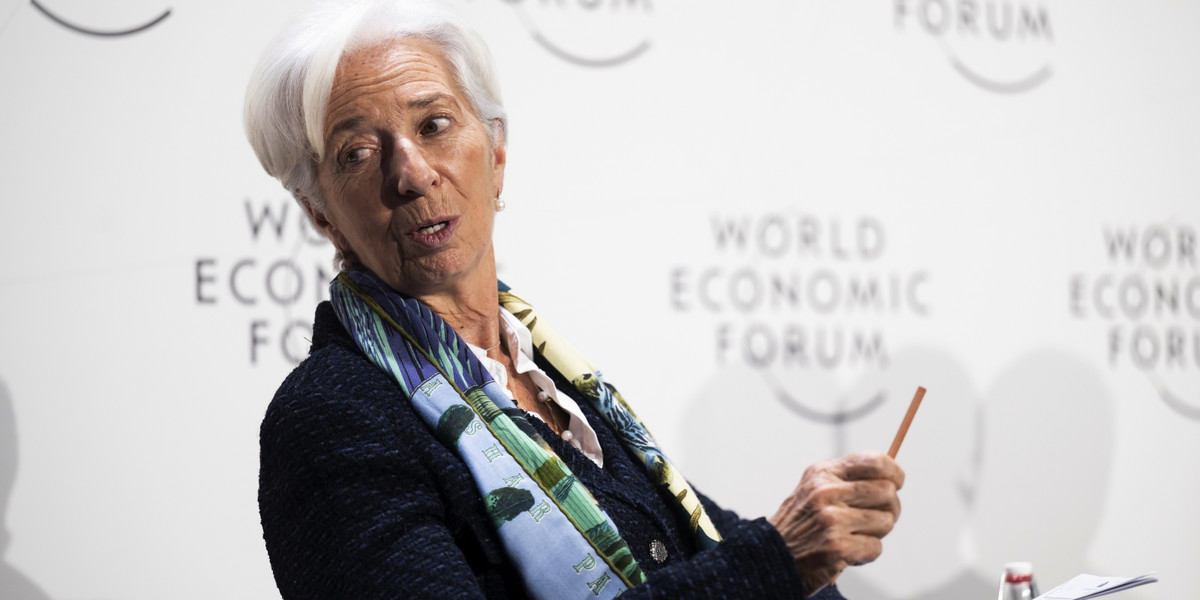 Światowe Forum Ekonomiczne w Davos. Christine Lagarde, prezes Europejskiego Banku Centralnego.