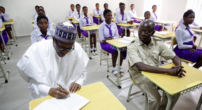 President Buhari and former Governor of Edo state, Adams Oshiomhole