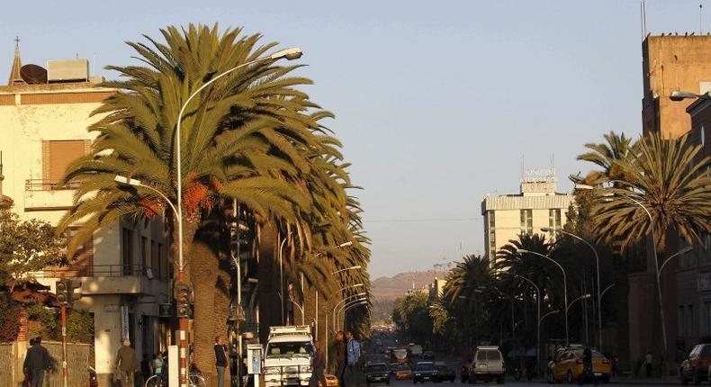 A general view shows palm trees along the main street of Eritrea's capital Asmara, February 20, 2016 REUTERS/Thomas Mukoya