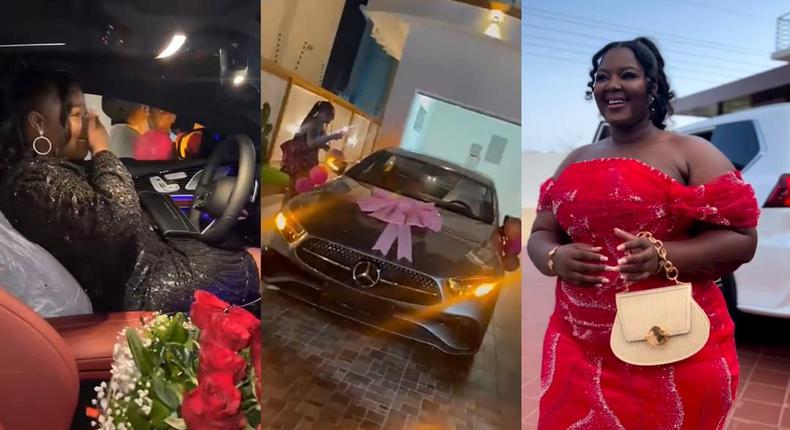 16-year-old in tears as she gets new Benz as birthday gift from her family in Accra 