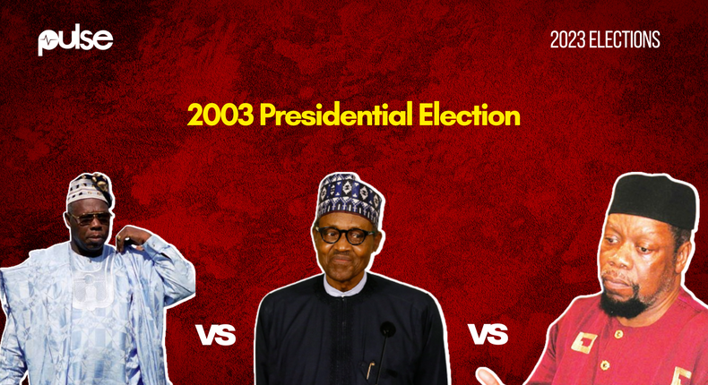 Olusegun Obasanjo, Muhammadu Buhari and Odumegwu Ojukwu were the frontrunners for the 2003 presidential election