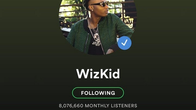 Wizkid becomes first African to hit 8 million montly listeners on Spotify. (Spotify)