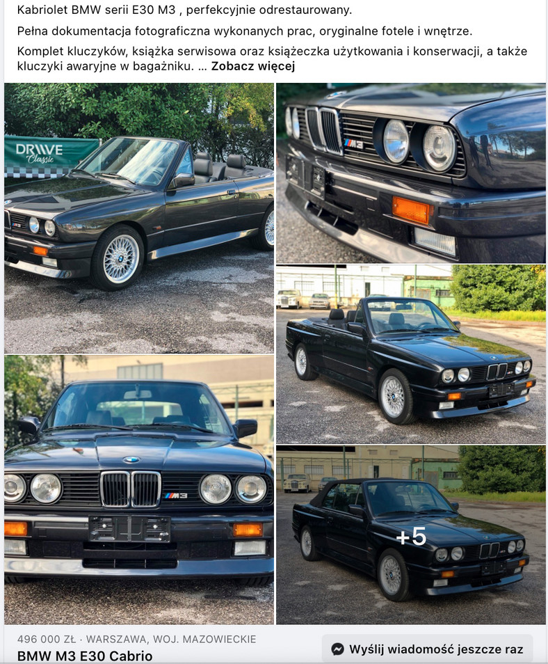 BMW E30 M3 za niemal pół miliona złotych!