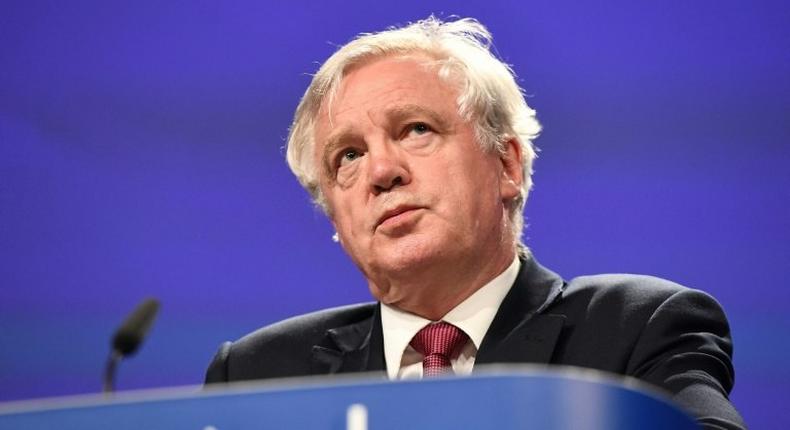 Britain's Brexit Minister David Davis addresses a press conference at the end of the first day of Brexit negotiations at the European Commission in Brussels on June 19, 2017