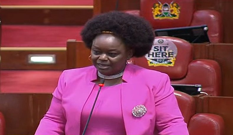 Suba North MP Millie Odhiambo speaks at the National Assembly during the second reading of the Copyright (Amendment) Bill 2021 on February 4, 2022.