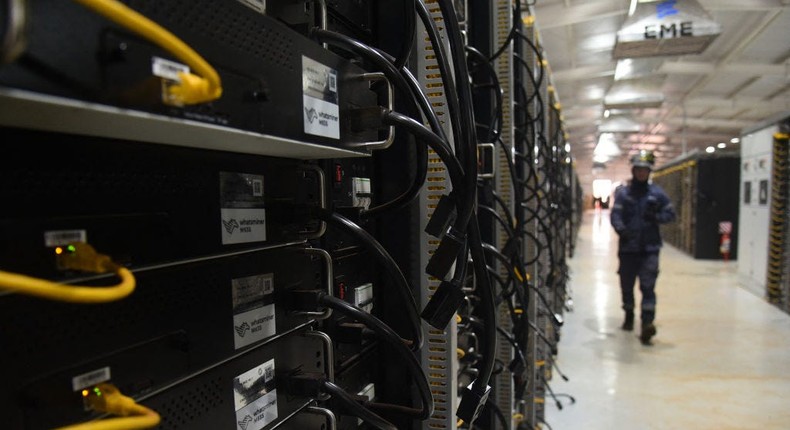 Crypto mining racks of a supercomputer mining cryptocurrency.DANIEL DUARTE/Getty Images