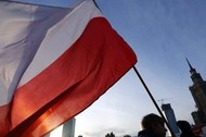 Polska flaga Polski w Warszawie PKiN