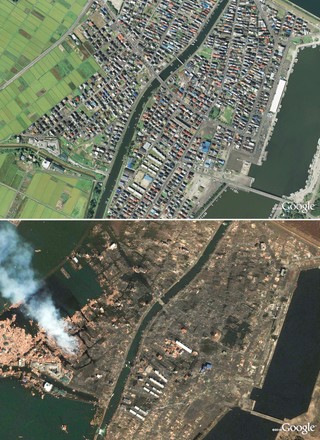 Zobacz satelitarne zdjęcia Japonii przed i po przejściu tsunami (GALERIA ZDJĘĆ)
