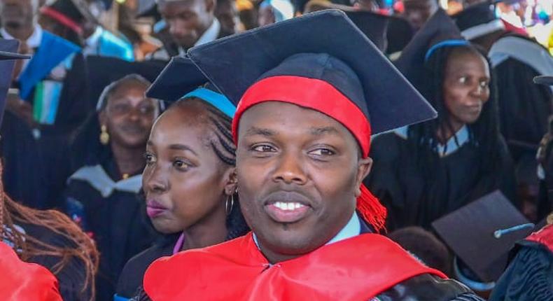 Keiyo South Member of Parliament Gideon Kimaiyo on December 21 graduated from Moi University with his third master's degree.