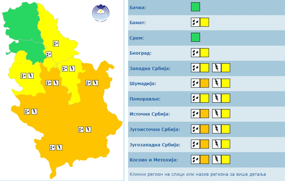 Meteoalarm za sutra