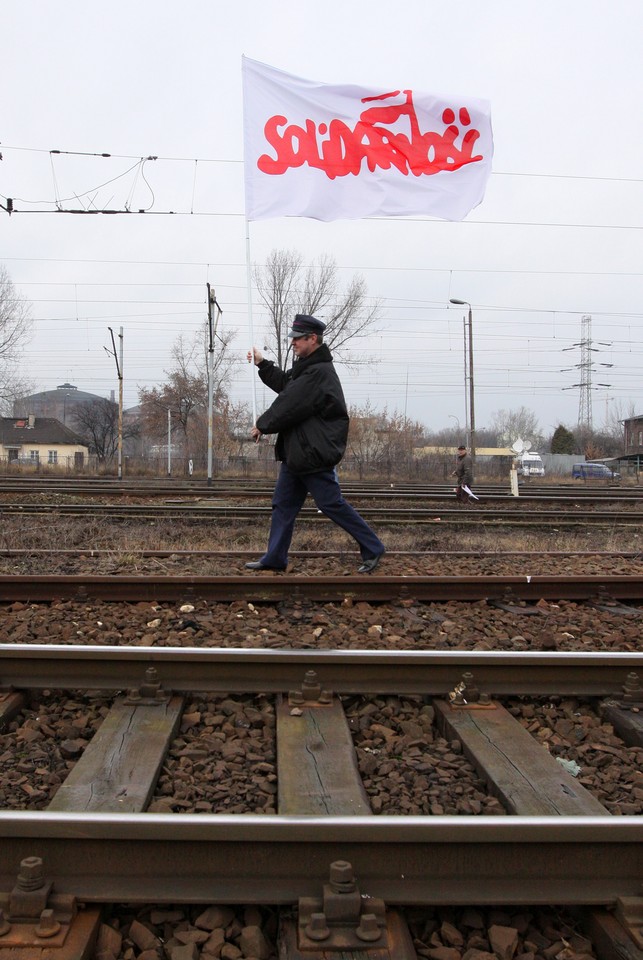 WARSZAWA KOLEJARZE PROTEST BLOKADA