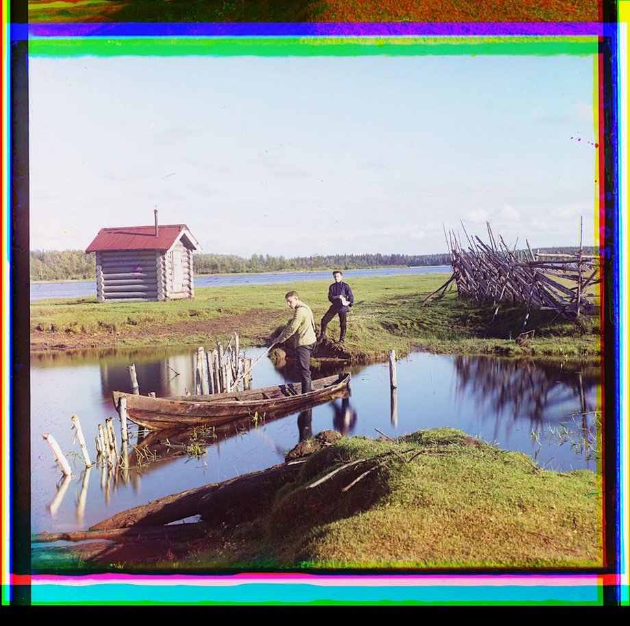 Two people with a boat, 1909.