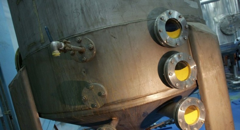 Machines use yellow cake to produce uranium hexafluoride (UF6) at a nuclear plant in Iran