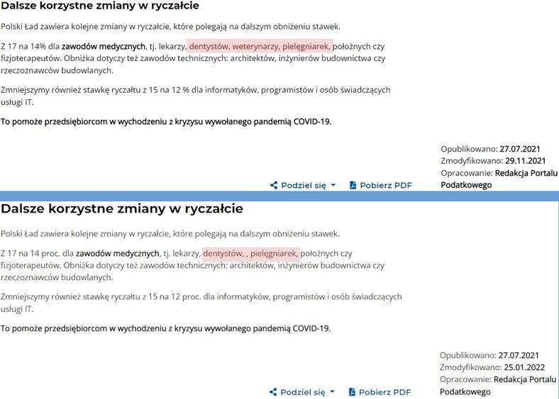 Archiwalna i aktualna informacja o stawkach ryczałtu dla medyków