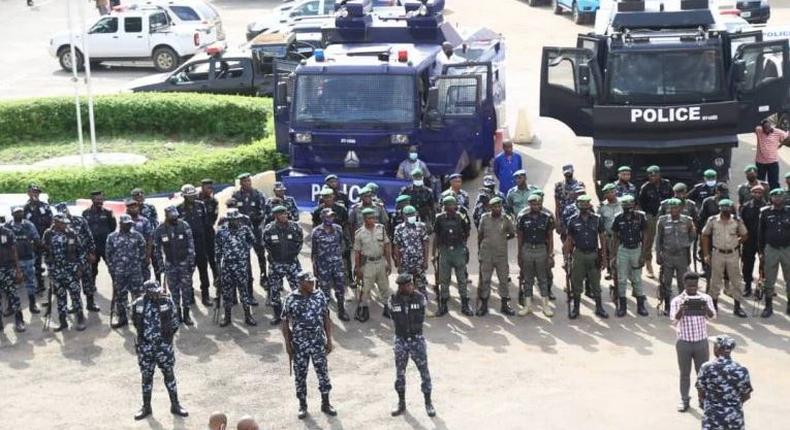 Security Operatives occupy the Gani Fawehinmi Park in Lagos (Sleek Gist)