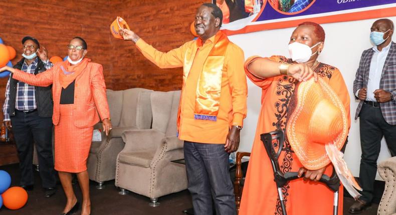 ODM party leader Raila Odinga during a meeting at Chungwa House