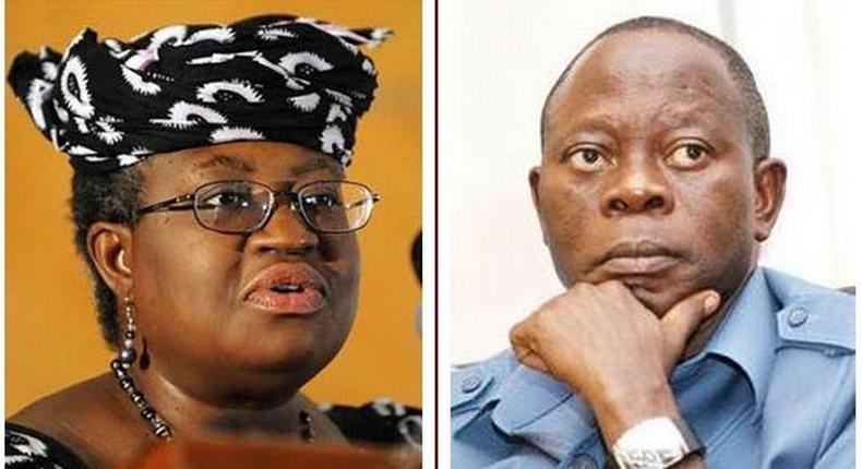 Ex-Finance Minister, Ngozi Okonjo-Iweala and Edo State Governor, Adams Oshiomhole