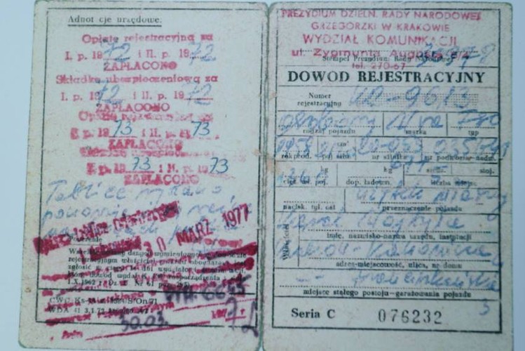 Dowód rejestracyjny Warszawy