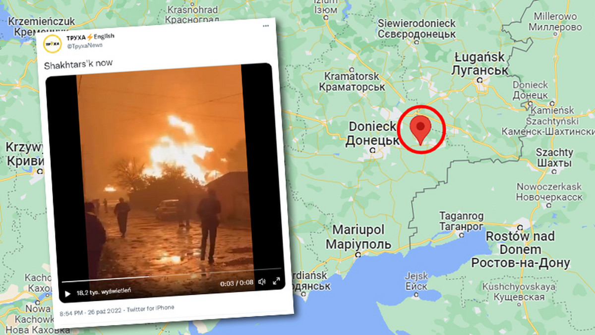 Pożar w Szachtarsku. Prawdopodobnie płoną zbiorniki z  paliwem