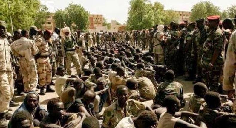 Boko Haram members captured by Chadian soldiers in Gamboru, Borno State