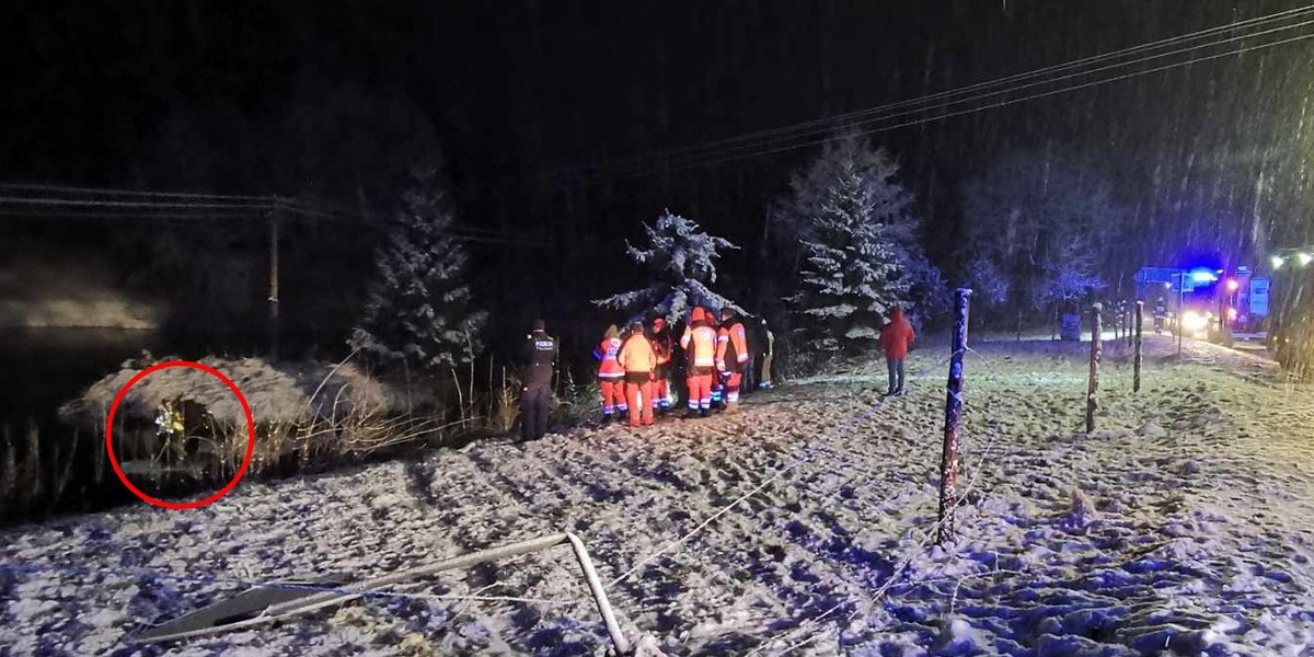 Bmw utonęło w stawie.