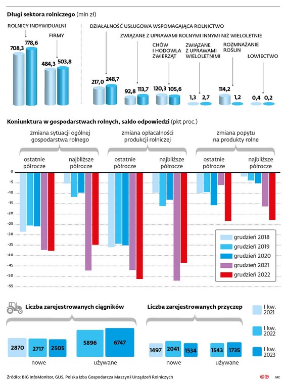 Długi sektora rolniczego (mln zł)