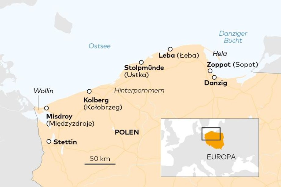 Mapa polskich plaż przygotowana przez "Die Welt"