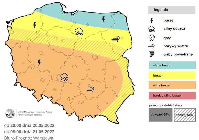 Prognoza burz na noc z piątku na sobotę