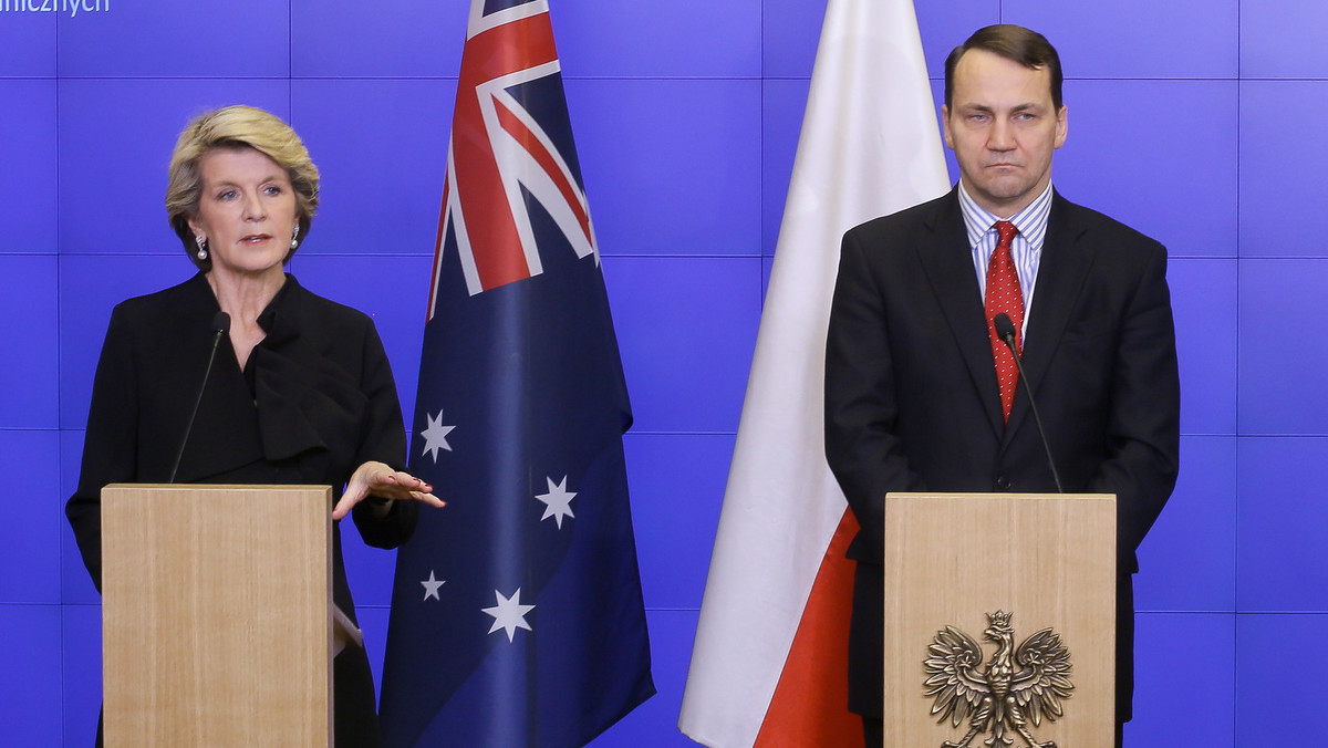 Szef MSZ Radosław Sikorski podziękował w Warszawie minister spraw zagranicznych Australii Julie Bishop za stanowisko, jakie jej kraj zajął w Radzie Bezpieczeństwa ONZ w sprawie aneksji Krymu oraz za przyłączenie się do sankcji nałożonych na Rosję.