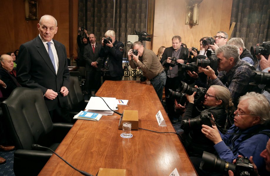 John Kelly arrives to testify before a Senate confirmation hearing on his nomination to be Homeland Security secretary, January 10, 2017.