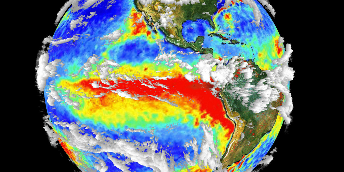 Model pokazujący zjawisko El Nino w latach 1997/1998